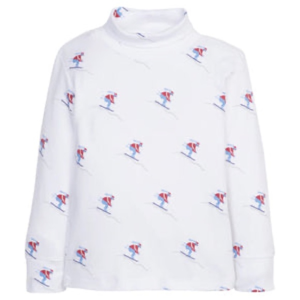 Little English White Turtleneck with Skier Design